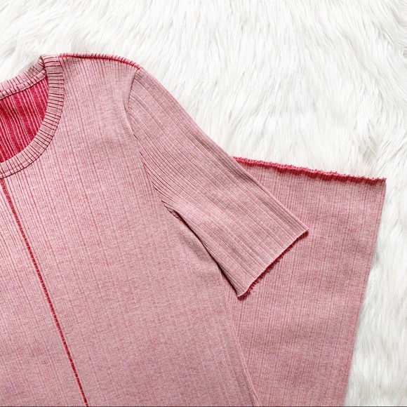 SOLD-Rag & Bone Two Tone Pink Ribbed Midi Dress - Picture 12 of 16